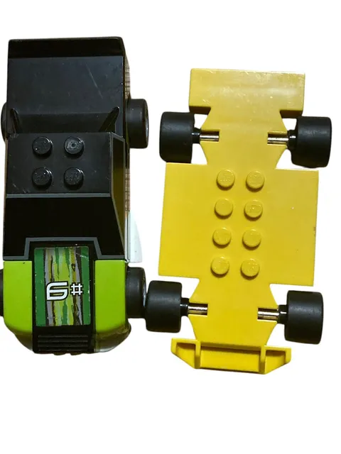 LEGO Yellow Car Vehicle Base & Green Racer Racecar
