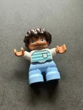 LEGO DUPLO  BOY SON Blue Outfit FIGURE Brown-Haired Hispanic