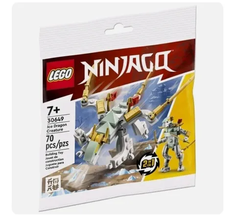LEGO Ninjago Ice Dragon Creature Polybag Set 30649, 70 Pieces, 2-in-1 New