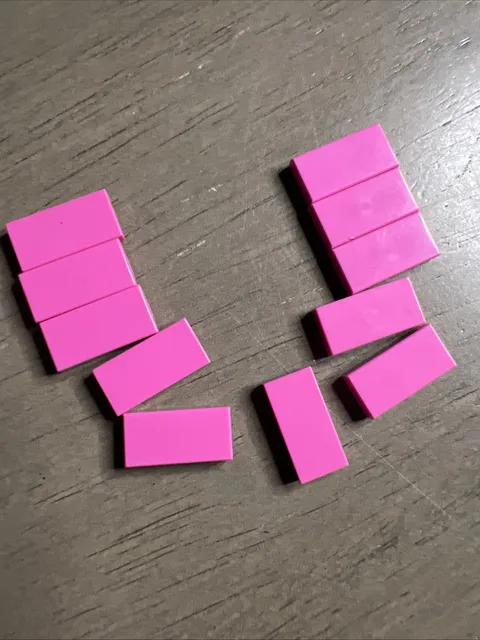 LEGO 3069 Dark Pink Tile 1 x 2- 11 Pieces