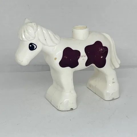 Vintage LEGO Duplo 90’s Spotted Horse Pony Foal White & Brown Animal Figure A9