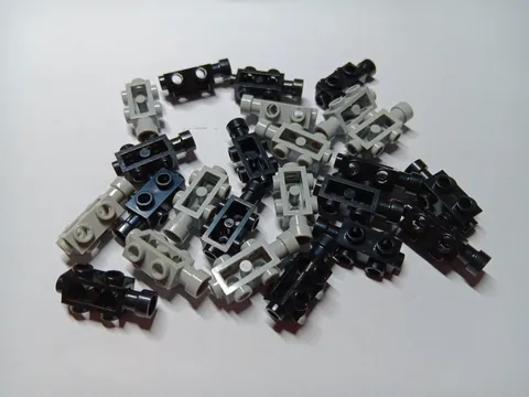 LEGO LOT OF 24 MODIFIED BRICK 1 X 2 X 2/3 STUDS ON SIDES #4595 BLACK GRAY