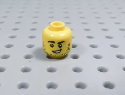 LEGO Yellow Male Boy Dual Sided Printed Head Minifig Black Stubble Mouth Open AY