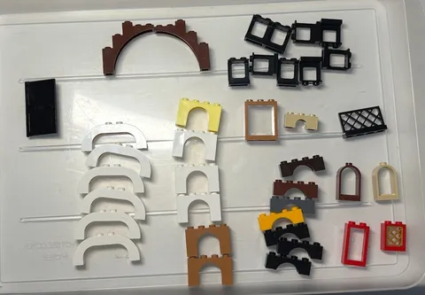 LEGO Arches Window & Door Frames Parts Bulk Lot, Multicolor Plastic