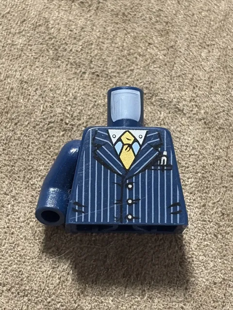 LEGO - Minifig, Torso Suit Pinstripe Jacket and Gold Tie Pattern - Dark Blue