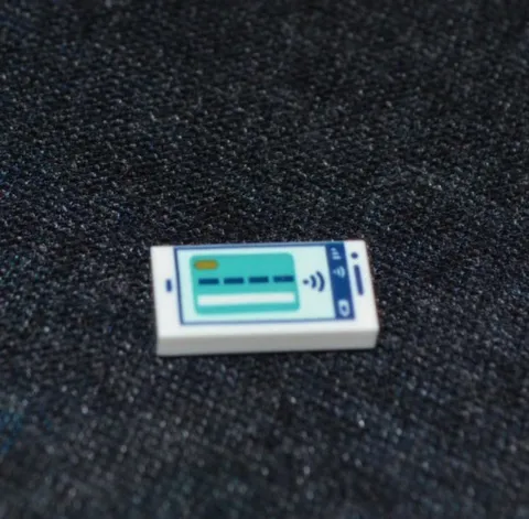 (1) 1x2 White Cell Phone w/ CC Tile Print - Minifigure Accessories ~ New Lego