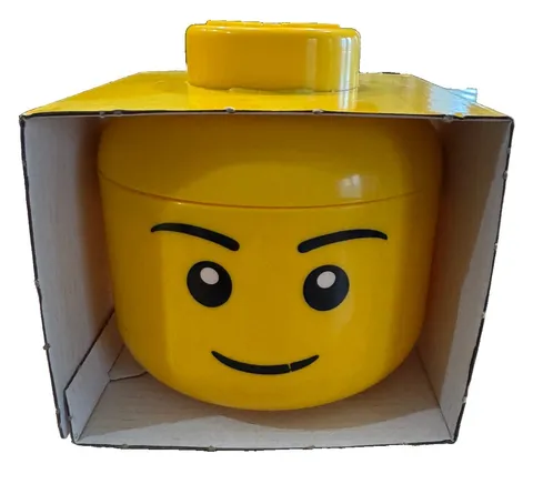 LEGO MINI STORAGE HEAD - 4" x 4.5" - BOY - SMILE - BRAND NEW IN BOX!