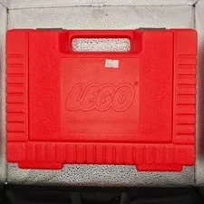 Vintage 1985 LEGO Red Plastic Carrying Case with Assorted Bricks