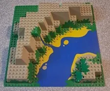 LEGO 6024px2 Baseplate 32x32 Canyon Blue River Waterfall Green Plants 1990's  