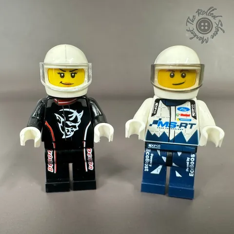 LEGO Minifigure Lot of 2 Speed Champions Dodge Demon Ford Fiesta Drivers