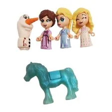LEGO Disney Frozen Lot Elsa Micro Doll Minifigs, Anna, Olaf, Blue Horse Nokk