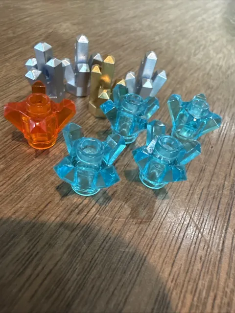 LEGO Lot Of 9 Rock CRYSTAL SET Gold, Silver, Blue, Orange