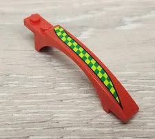 Lego 50967pb004L Red Slope Curved 8 x 1 x 1 2/3 Arch 2 Recessed Studs Lime Strip