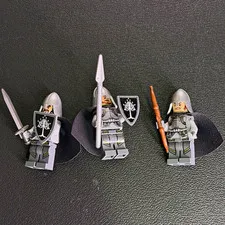 Real LEGO Custom Gondor Minifigures Lot of 3 w/ Weapons Shields Capes