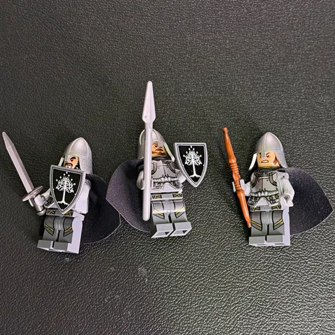 Real LEGO Custom Gondor Minifigures Lot of 3 w/ Weapons Shields Capes