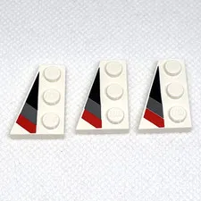 LEGO Parts White Wedge, Plate 3 x 2 Left Racing Stripes 43723pb01 X 3 (76897)