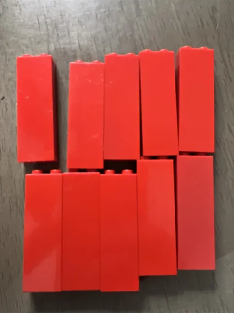 LEGO 2454 Red Brick 1 x 2 x 5 - 10 Pieces