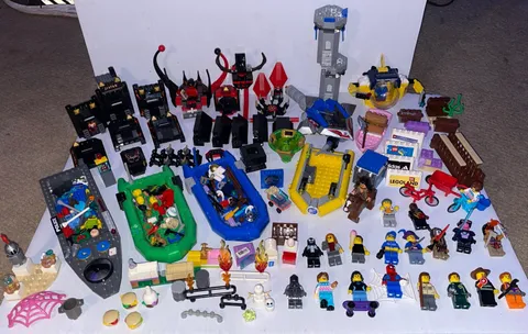 LEGO Bulk Lot, 23 minifigs, Nexo Knight, Jurassic Park, Boats, Weapons, & MORE!
