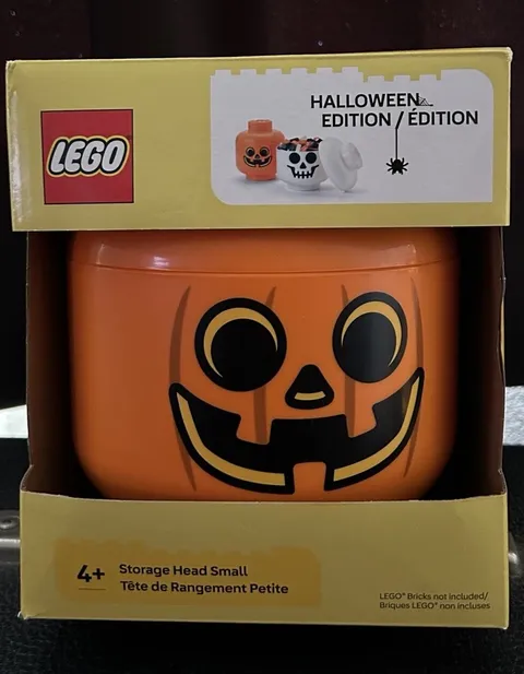 Lego Pumpkin Storage Head - Orange/Small - Stackable - Halloween Limited Edition