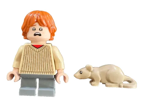 LEGO Scabbers & Ron Weasley Tan Sweater Gray Pants Minifigures Harry Potter