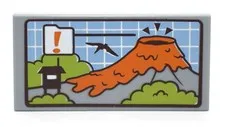 LEGO 2x4 Printed Tile Volcano Pteranodon Dinosaur Jurassic Park 10756 6221734