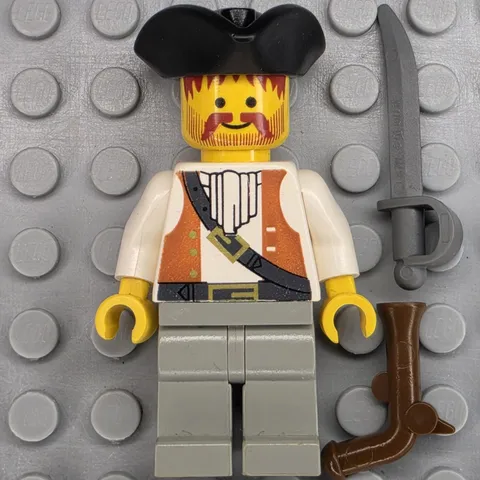 Lego Pirates Minifigure PI053 Pirate Brown Vest Ascot