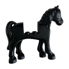 Lego New Black Horse 2 x 2 Cutout w/ Dark Bluish Gray Eyes Part