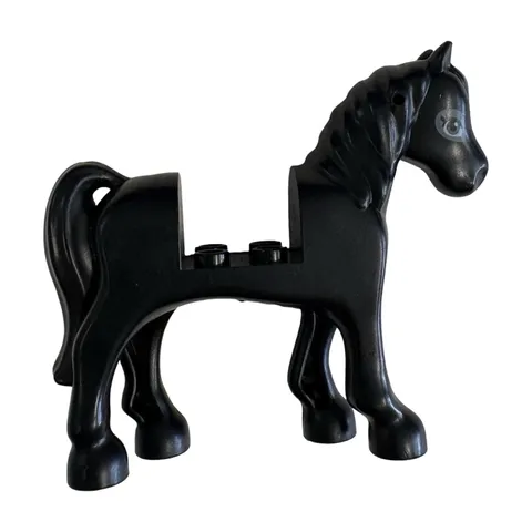 Lego New Black Horse 2 x 2 Cutout w/ Dark Bluish Gray Eyes Part