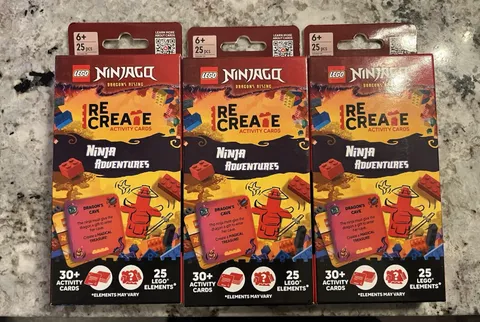 LEGO Ninjago ReCreate: Ninja Adventures activity card set. All Three For1Price.