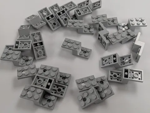 Lego x25 New Light Bluish Gray Bracket 5 x 2 x 1 1/3 2 Holes and Bottom  # 11215