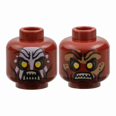 LEGO Minifigure, Head Dual Sided Alien Orc with Yellow Eyes