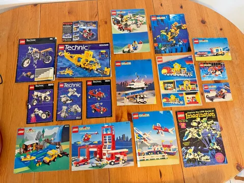 Vintage LEGO Instruction Manuals Lot 90s Technic System Booklets Imagination Cat