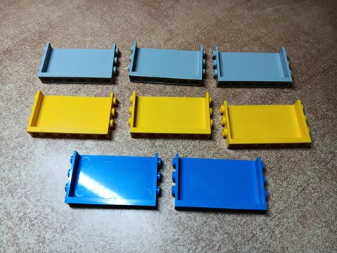 LEGO BULK LOT 8 PANEL 1X6X3 STUDS ON SIDE #98280 BLUE YELLOW LIGHT BLUISH GRAY