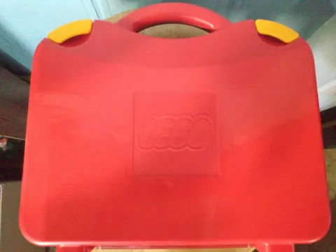2012 Lego Brick Carry Storage Case With Handle Red And Yellow With Inserts