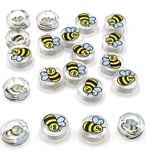 Lego 20 New Trans-Clear Tiles Flat Smooth Round 1 x 1 w/ Black and Yellow Bees