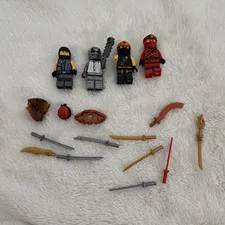 LEGO NINJAGO Minifigure Lot of 4 w/ Weapons & Accessories - Plastic Age 5+