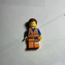 LEGO The LEGO Movie Emmet Minifigure Orange Construction Outfit Brown Hair