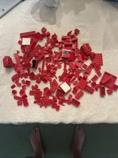 Lot of assorted Red Lego bricks & pieces.  9.3 ounces
