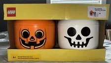 LEGO Halloween Edition Storage Head 2-Pack Large Pumpkin & Skull~FREE SHIPPING