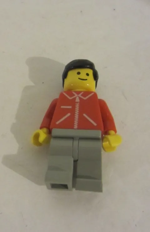 Vintage Mini Lego Man with Red Zip Jacket-1.5"-Used (5001T)