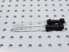LEGO Lot of 2 Trans Clear w/ Black Hilt Lightsaber Weapon Star Wars Minifig BG