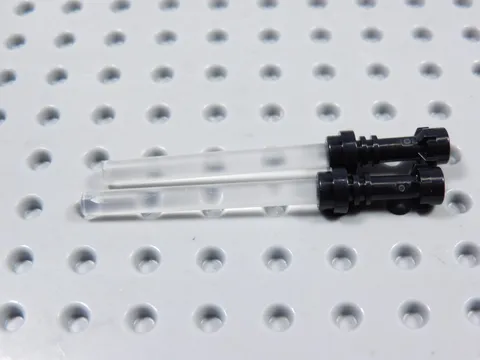 LEGO Lot of 2 Trans Clear w/ Black Hilt Lightsaber Weapon Star Wars Minifig BG