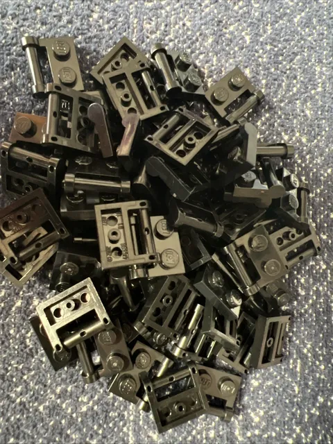 LEGO 48336 Black Plate Modified 1x2 Bar Handle on Side Closed Ends 63 Pieces