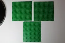 (3) 16x16 Green LEGO plates - one damaged