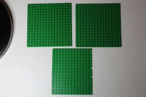 (3) 16x16 Green LEGO plates - one damaged