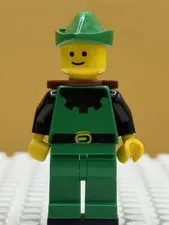 USED LEGO Castle Black Forestman Minifigure- Missing Black Plume Feather