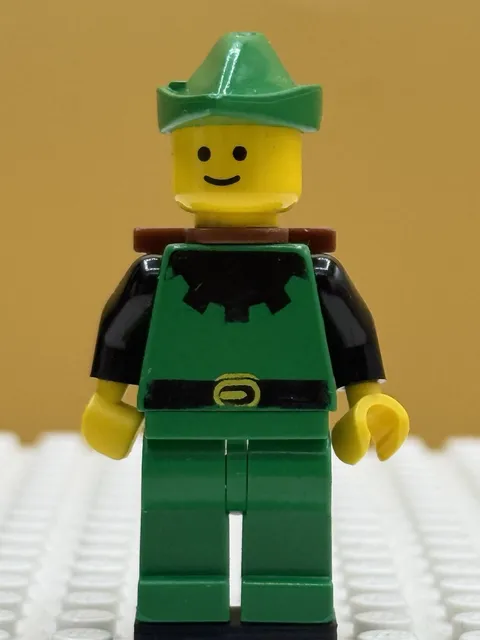 USED LEGO Castle Black Forestman Minifigure- Missing Black Plume Feather