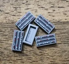 LEGO Light Bluish Gray Tile 1 x 2 with Star Wars Computer Pattern QTY 5. 3069ps1