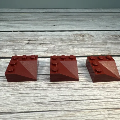 LEGO SLOPE 33 3X3 DOUBLE CONCAVE (3 PCS) PART # 99301 DARK RED