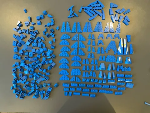 LEGO BULK LOT OF 300 BLUE WEDGE WING PLATES SLOPES INVERTED SLOPES